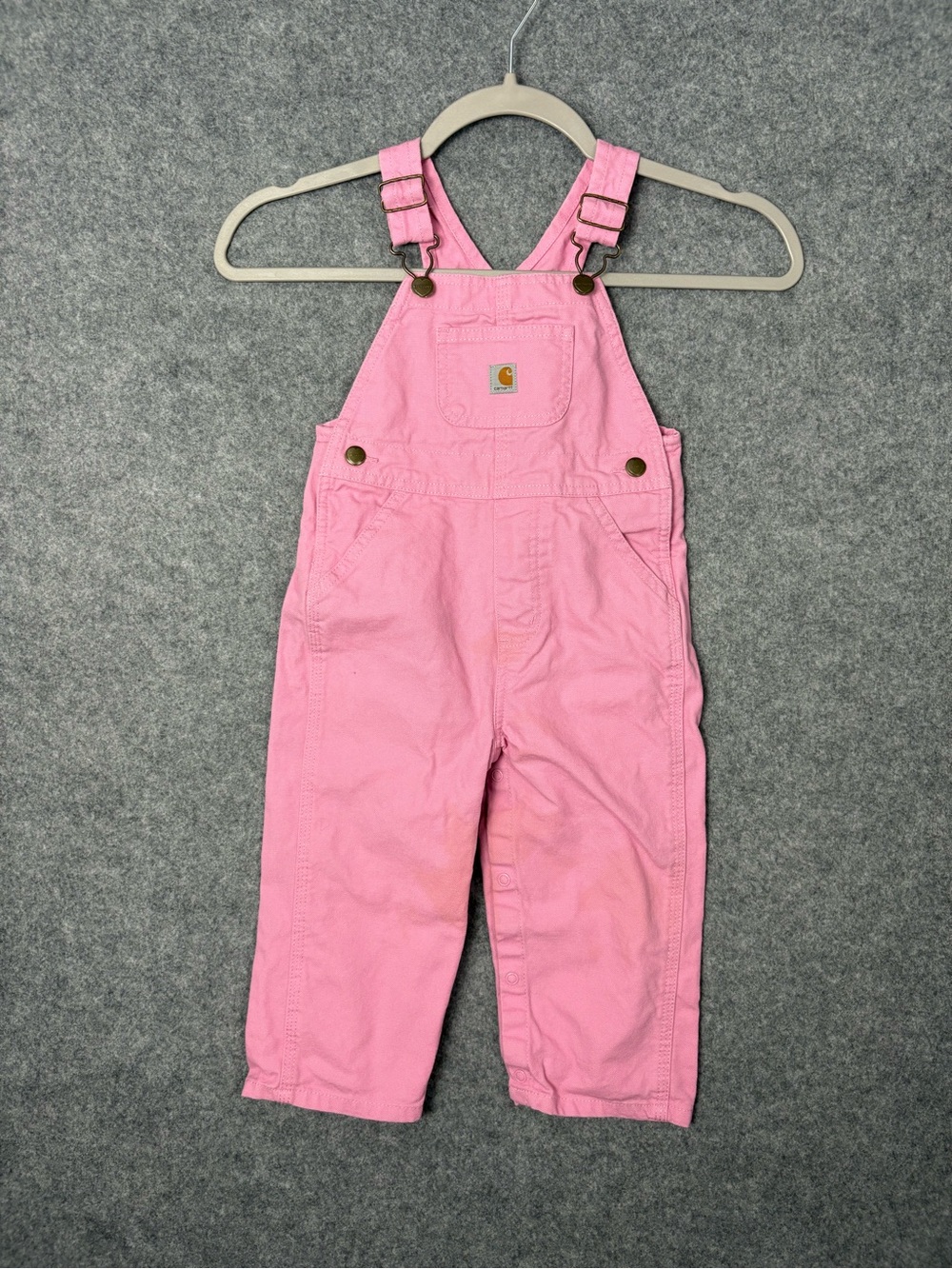 Carhartt Pink Canvas Bib Overalls 24M